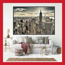 TOILE COTON AFFICHE POSTER PHOTO PAYSAGE VUE VIEW NEW YORK SKYLINE MANHATTAN NYC