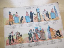 PLANCHE IMAGERIE QUANTIN L' HABIT COUPE PAR JOB N° 12 ILLUSTRATEUR 26X37 1900