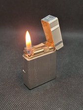 Briquet St DUPONT Plaqué Argent Fonctionne Tient La Charge