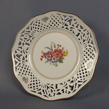 Assiette Porcelaine Arzberg Gemany Bavaria Blanc Or Fleurs Ajouré Ans ‘60