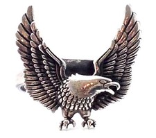 Américain Harley Motard Chauve Aigle Aile Argent Sterling 925 Bague Taille US 8