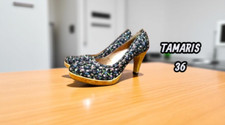 Tamaris Pointure 36 escarpins toile noire motif floral chaussures femme