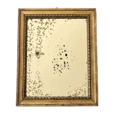 Miroir Ancien dans Cadre Rectangulaire Bois Doré Décoration Murale 32 cm