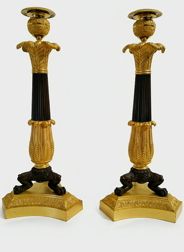 Paire flambeaux bronzes - paire,