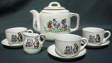 DINETTE ANCIENNE PORCELAINE / SERVICE CAFE - 8 PIECES DECOR ENFANTS - OLD CHINA