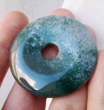 pendentif unique n°1 forme donut 4cm en agate mousse pierre naturelle