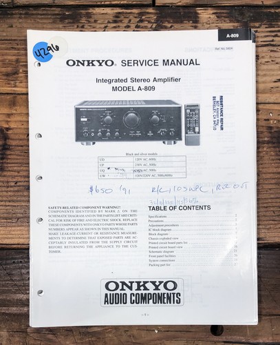 Onkyo 809 amplifier service - amplifier,