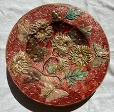 PLAT EN CERAMIQUE IRISEE ALEXANDRE JOSEPH LANDAIS TOURS PALISSY CHRYSANTHEMES