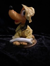 Vintage Plastic Disney Pluto Toy With Raincoat Head & Tail Moves