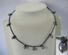 SUPERBE collier cuir 11 perles