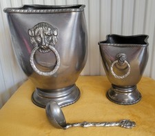 Lot 2 Ancien Seau En Étain Delfi À Champagne Ou Vin Et Glaçon Avec Cuillère 