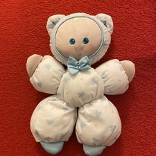 ?? VINTAGE FISHER PRICE BABY DOLL POUPÉE CHIFFON BLEU BLANC ÉTOILES TTBE