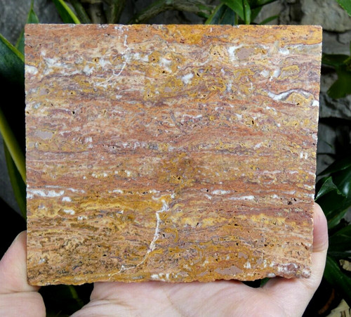 Plaque marbre orange polie - marbre,