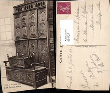 634727,Un Lit Clos et un Berceau breton Interieur Wiege Bank Schrank France