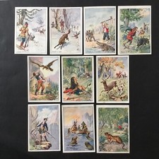 Biscuiterie Nantaise 10 Chromos Anciens Chasse Victorian Scrap Oblaten Glanzbild