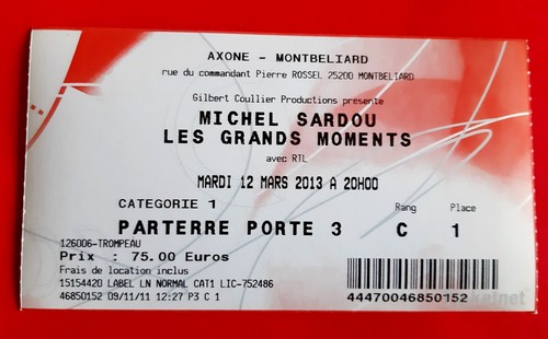 Ticket billet place concert - ticket,