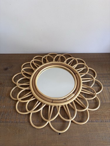 Miroir soleil fleur - en, rotin