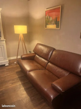 Canapé en cuir véritable marron vintage