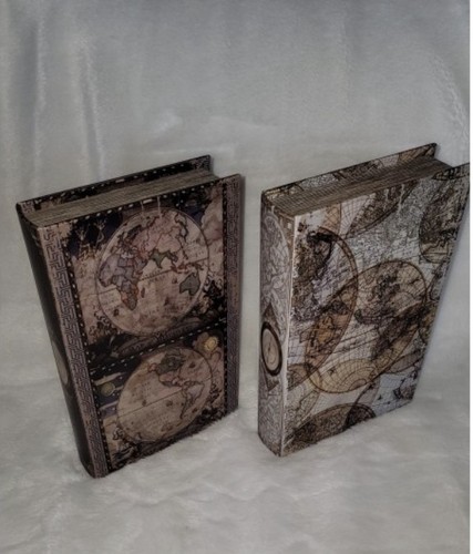 Boite faux livre bois style - boite,