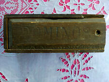 Jeu de DOMINOS très ancien vintage dans sa boite en bois, 27 pièces