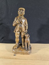 figurine en resine homme partant a la chasse avec son chien h 17.5cm