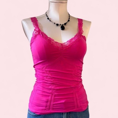 Hot pink lace - trim, tank