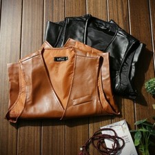 Hommes Faux Cuir Motard Gilet