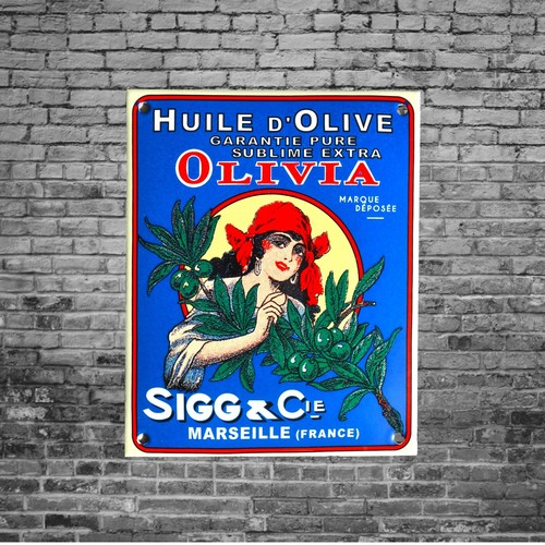 Plaque émaillée olivia huile - plaque,