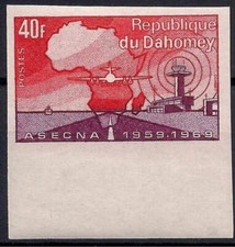 Dahomey 1970 Aérien trafic contrôle Avion Aéronef Tour Aviation Cartes Imperf