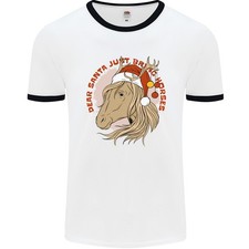 T-Shirt Ringer Pour Homme Équestre Cher Père Noël Drôle De Cheval De Noël