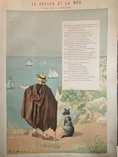 IMAGERIE QUANTIN  FABLES DE LA FONTAINE  " LE BERGER ET LA MER "