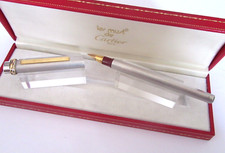 STYLO PLUME DE PRESTIGE CARTIER MODELE TRINITY ACIER BROSSE LIVRE EN BOITE A58