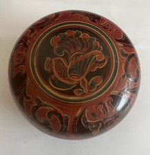 BOITE RONDE EN BOIS LAQUE/ XX SIECLE