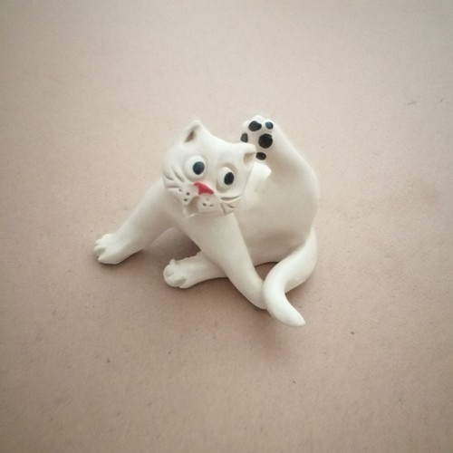 Statuette chat blanc - chat,
