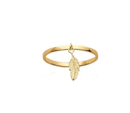 Bague pampille plume plaqué