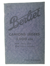 Catalogue n° 116 BERLIET CAMIONS légers 3000 kgs Pièces de Rechange
