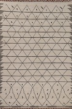 Tapis Oriental Marocain Treillis 7x10 En Laine Noué À La Main Pour Le Salon