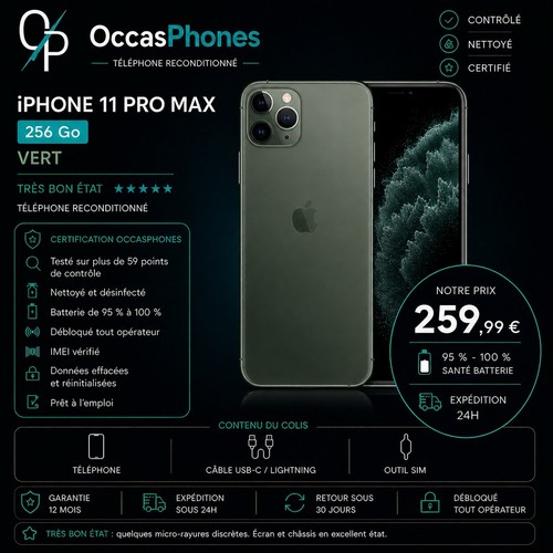 Iphone pro max 256 go - 11,