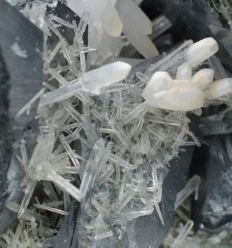 Hematite quartz micromount - hematite, &