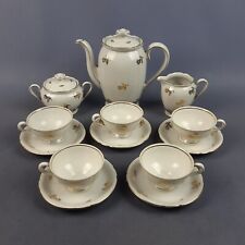 Service à Thé Porcelaine Stadtlengsfeld Germany Blanc Fleurs Or Vintage 1970