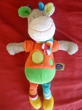 DOUDOU MOTS D'ENFANTS GIRAFE VACHE ZOE ROUGE GRIS ORANGE BLEU VERT 29cm, TB