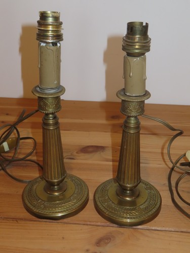 Paire bougeoirs anciens en - paire, de