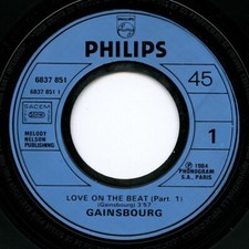 Rare SP 45T PROMO  Serge Gainsbourg ‎– Love On The Beat (Part 1 & 2)  1984