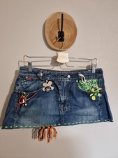 LEE COOPER : TRÉS ORIGINALE VINTAGE MICRO JUPE CEINTURE CUSTOMISÉ 90S Y2K JEAN