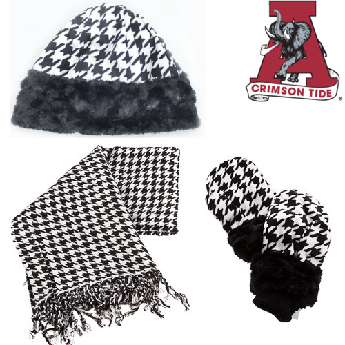 Black houndstooth mittens - houndstooth,