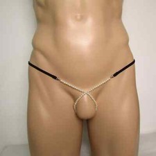 Micro String Hommes Sexy Noir Slip Thong Lingerie bdsm culottes transparentes