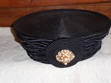 Vintage chapeau,cérémonie.Bleu marine.