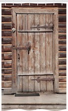 Rustique Étroit Rideau de Douche Porte en Bois Log Maison