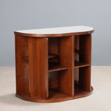 Meuble Vintage Bois Plateau en Verre Blanc Design Années 60-70 Original