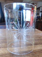 verre cylindrique gravé pour lanterne de hall armature bronze